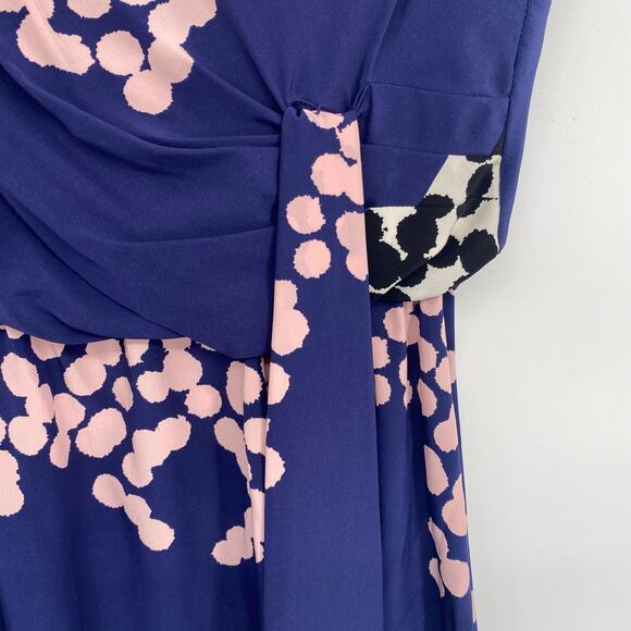 Diane von Fursterburg DVF Tamara Silk Dress Falling Dots Blue Pink Womens 4 - Picture 4 of 7
